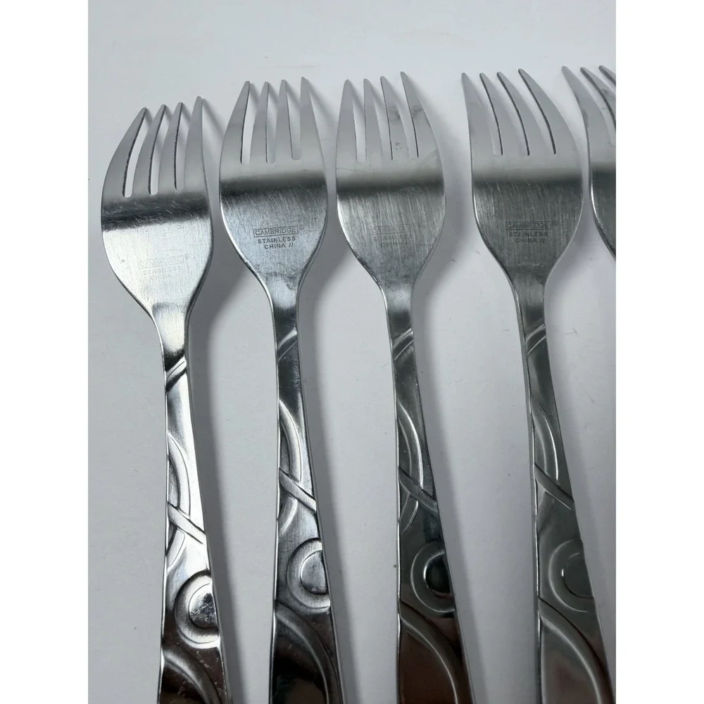 Cambridge Conquest Stainless Steel Flatware Dinner Forks Lot Of 8